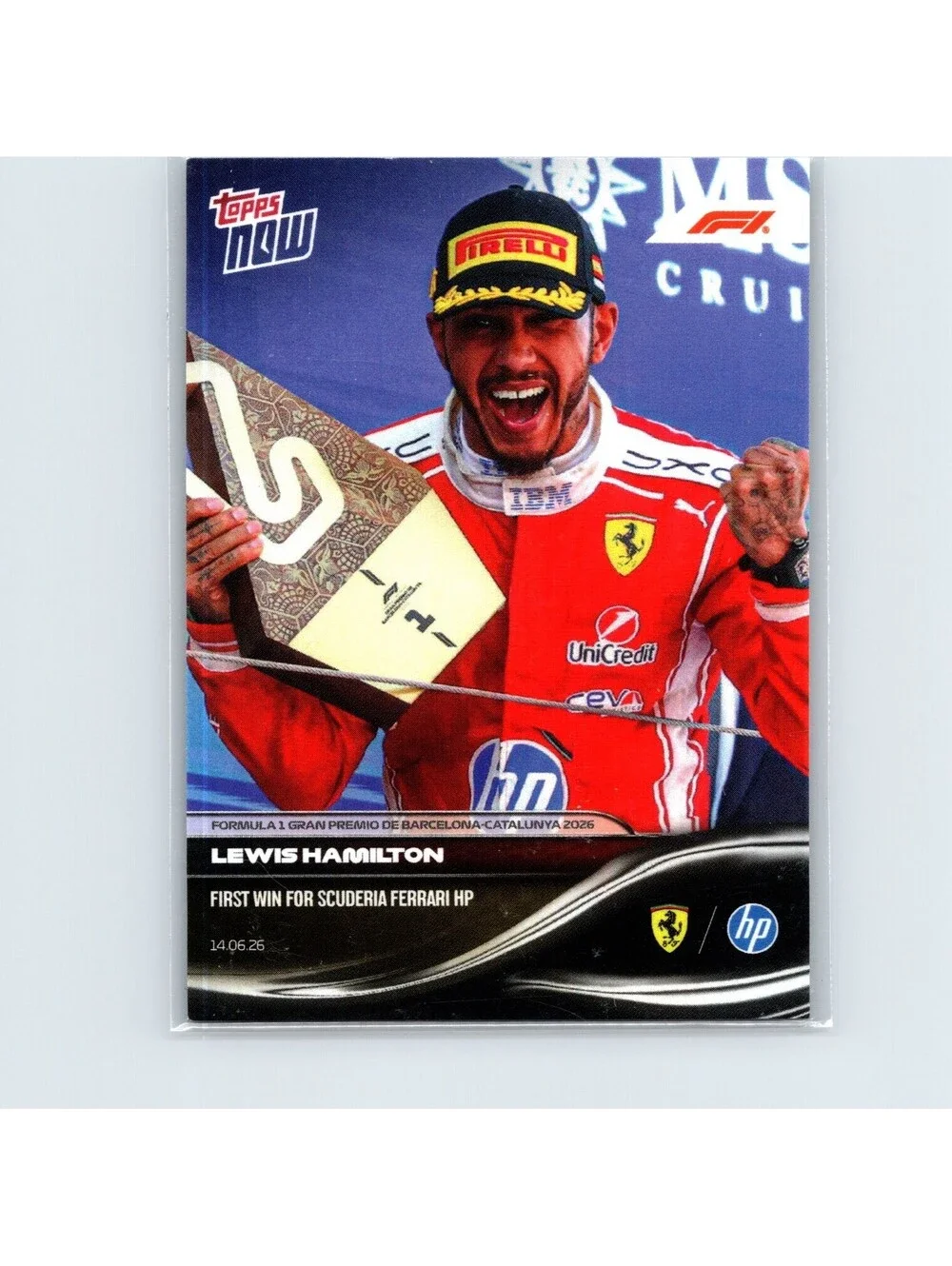 2026 Topps Now Formula 1 Lewis Hamilton #38 1st Win For Scuderia Ferrari HP